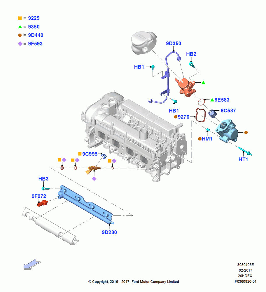 05E - Fuel Injectors and Pipes, 2.0L I4 DI TIVCT Petrol 160PS; 07/APR/2016-04/MAY/2018