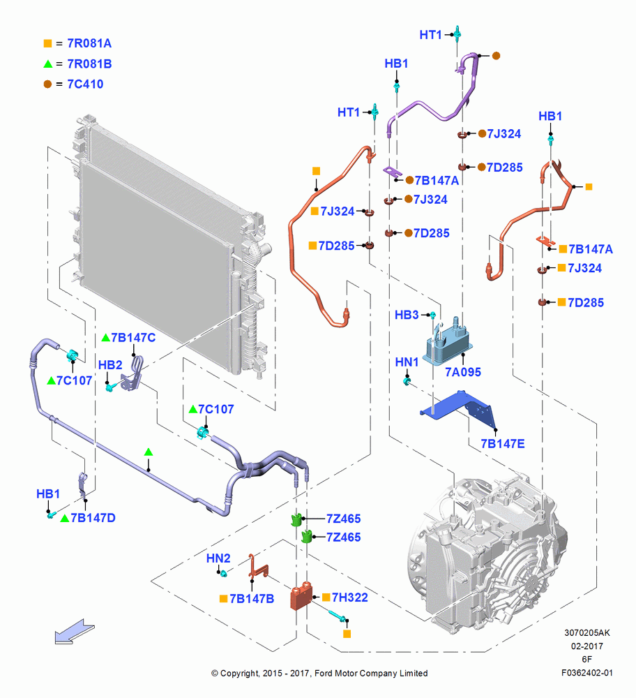 05AK - Transmission Cooling Systems, 6 Speed Auto Transmission 6F50, Hot Weather Group; 30/OCT/2015