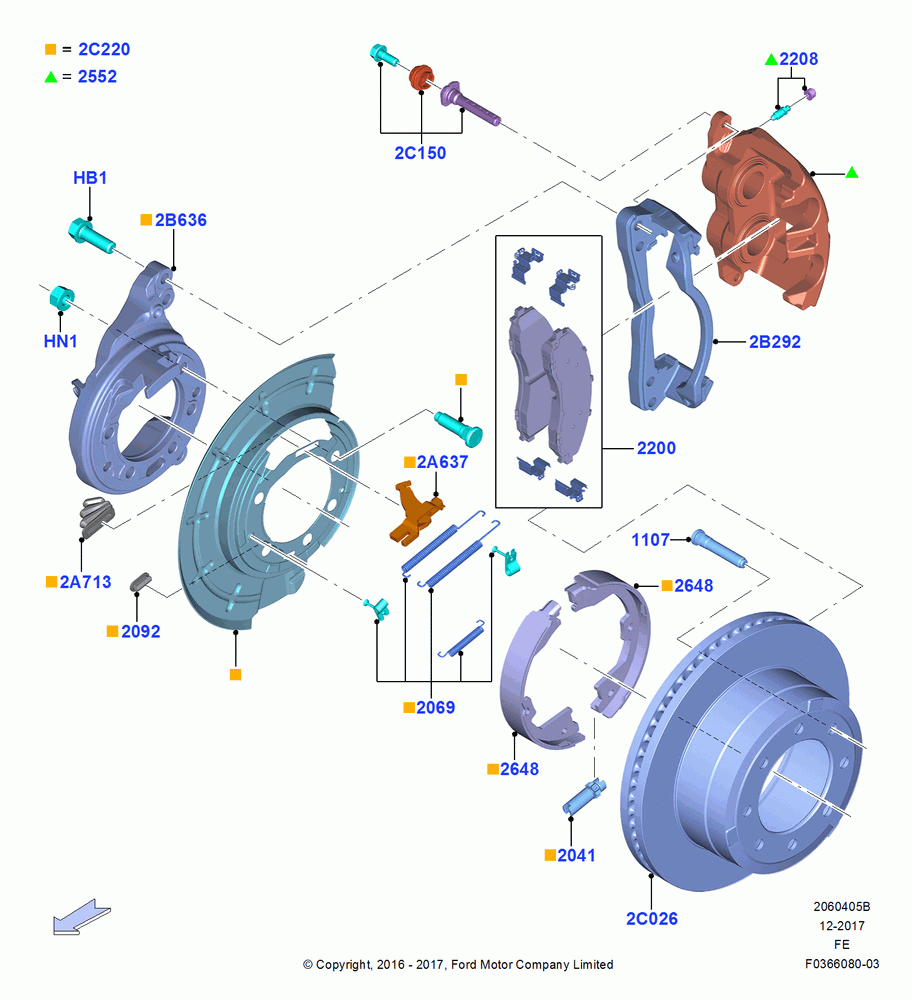 Rear Brake Discs and Calipers, All 450/550 Series