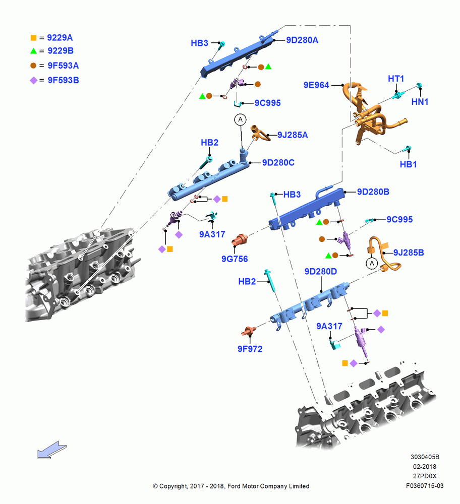 05B - Fuel Injectors and Pipes, 2.7L DOHC 4V DI GT V6 GAS/FFV; 17/JUL/2017