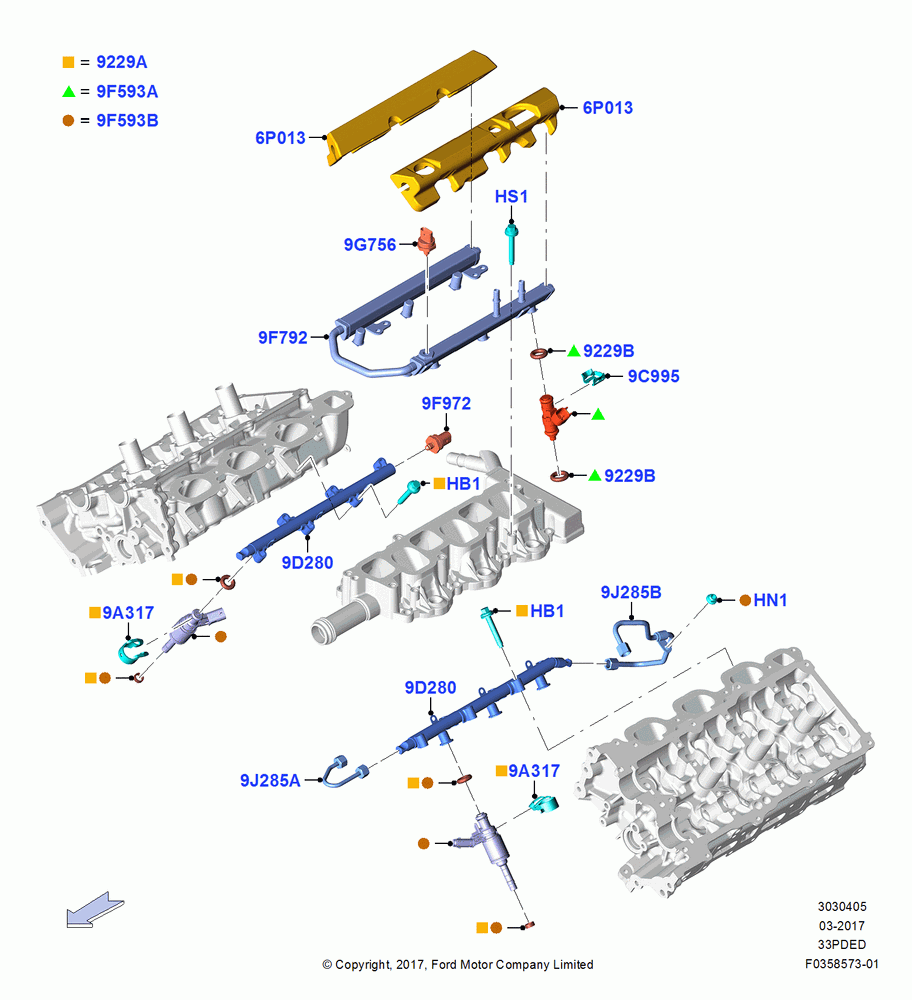 05A - Fuel Injectors and Pipes, 3.3L Duratec; 17/JUL/2017
