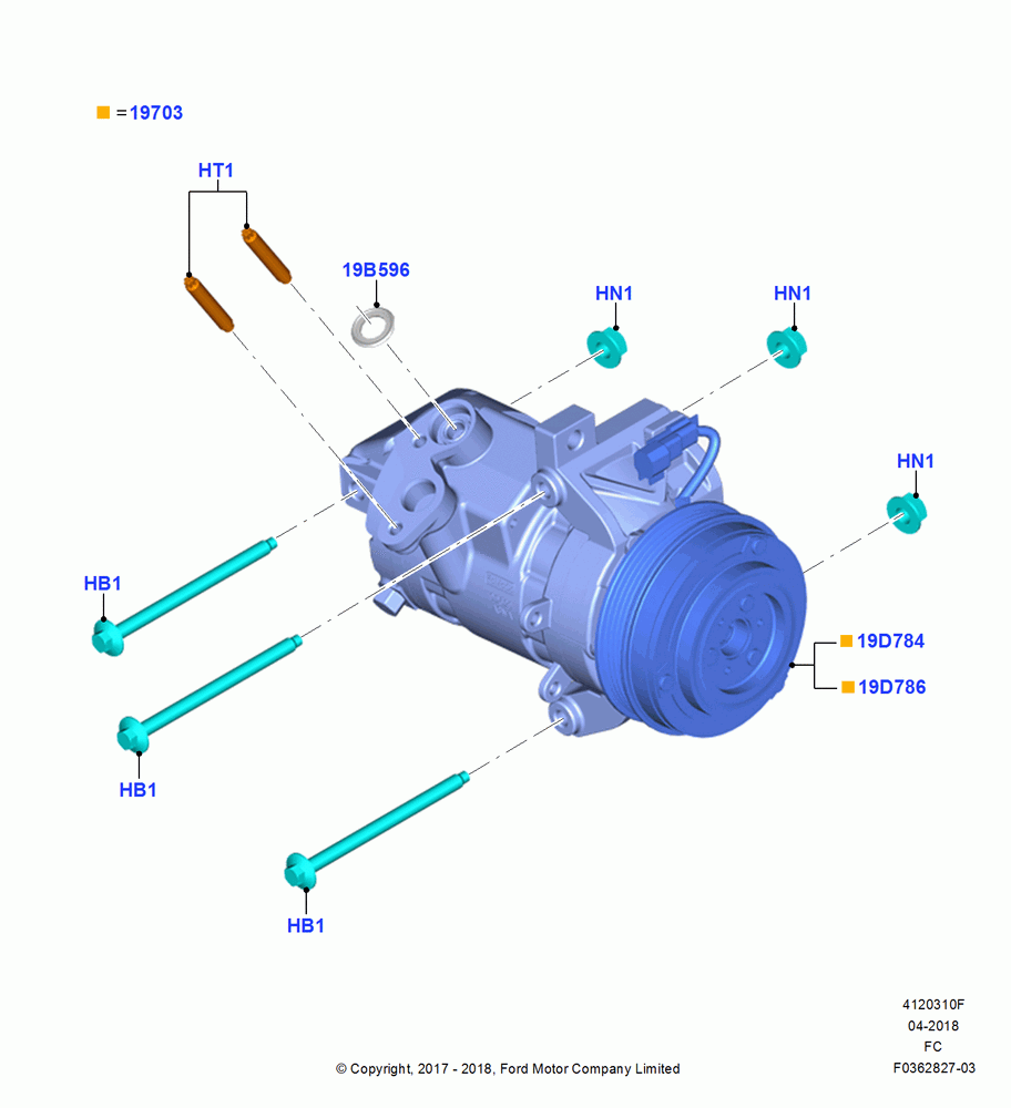 10F - Air Conditioning Condensr/Compressr, 3.3L Duratec, Compressor Assy; 17/JUL/2017