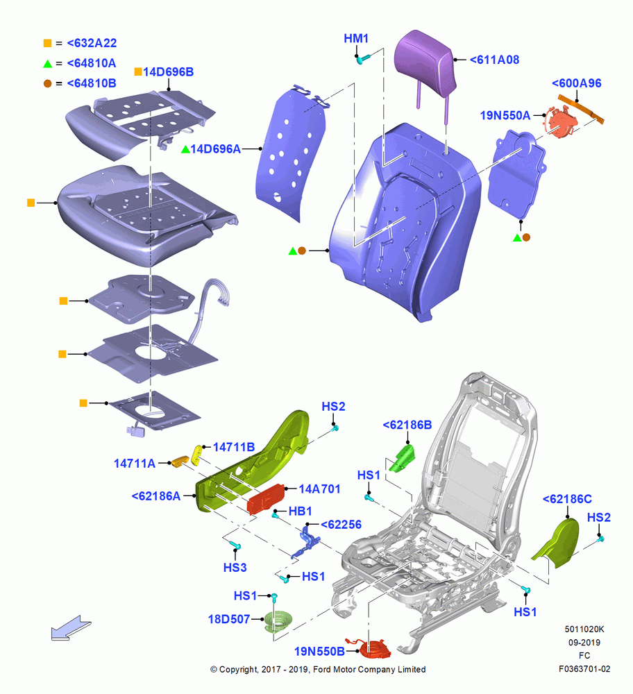 20K - Front Seat Pads/Valances & Heating, With Pass 10 Way Power Seat Adjust, Pass Heated Vented Cooled Seat, Passenger Seat; 17/JUL/2017