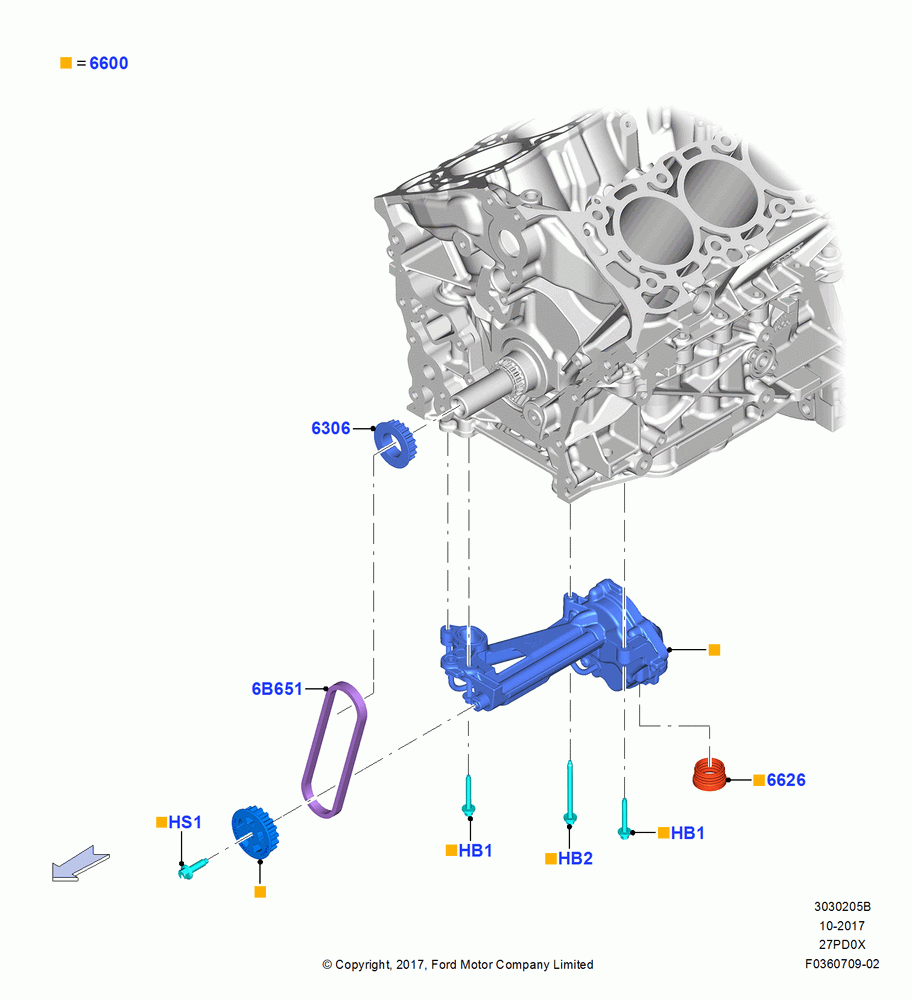 05B - Oil Pump, 2.7L DOHC 4V DI GT V6 GAS/FFV; 17/JUL/2017