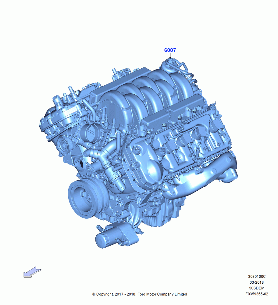 00C - Engine Assy Fully Dressed, 5.0L Coyote; 17/JUL/2017