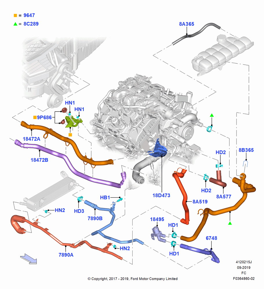 15J - Heater Hoses, 3.5L V6 GTDI; 17/JUL/2017