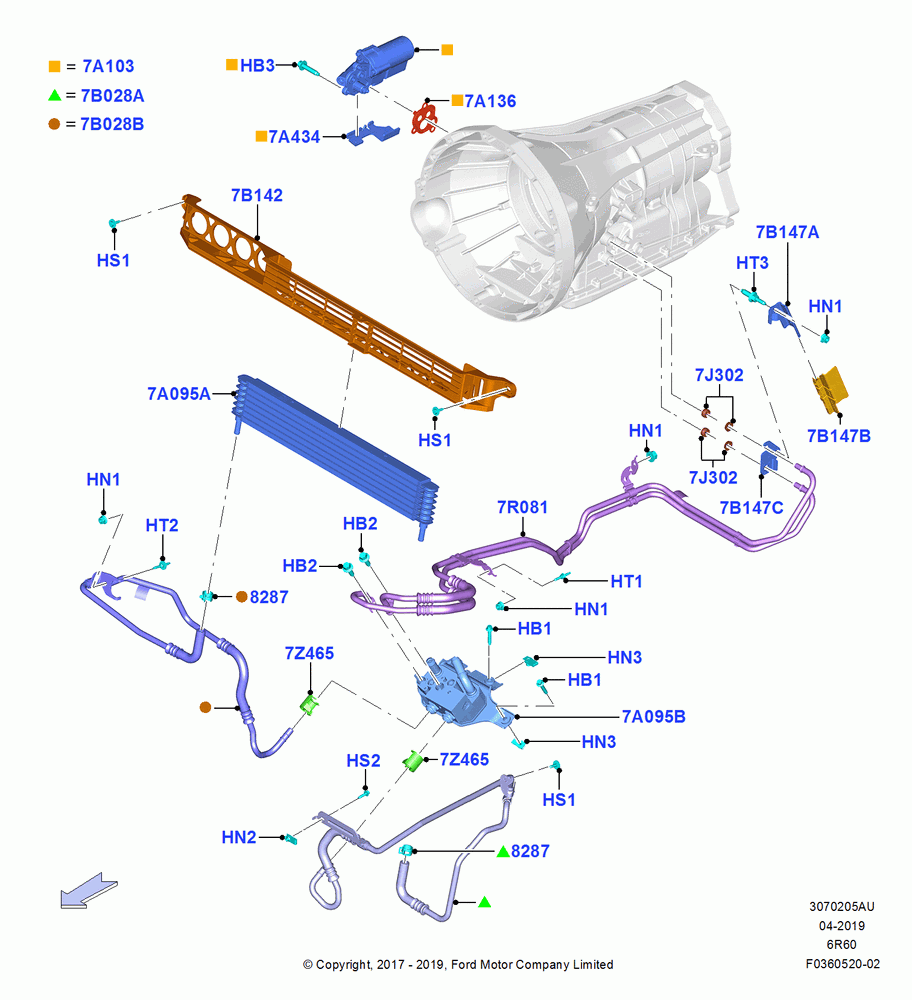 Transmission Cooling Systems, 6 Speed Automatic Trans (6R80), 3.3L Duratec