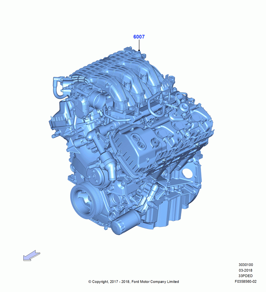 00A - Engine Assy Fully Dressed, 3.3L Duratec; 17/JUL/2017