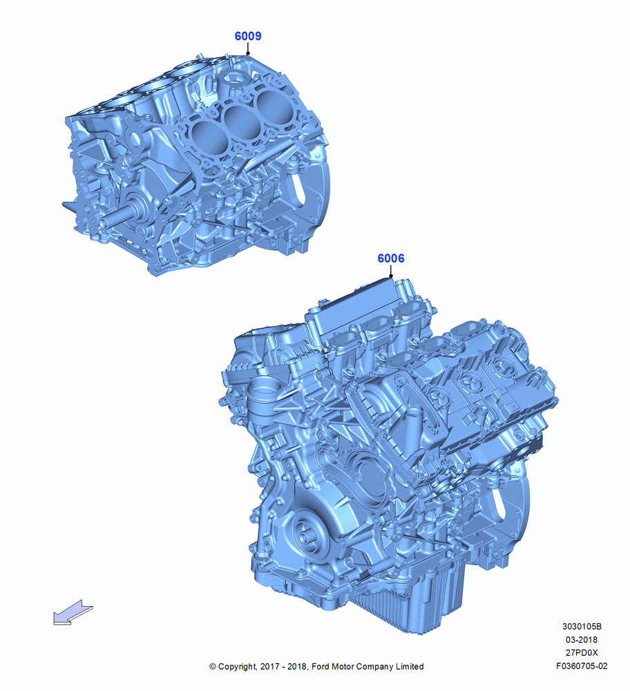 05B - Service Engine and Short Block, 2.7L DOHC 4V DI GT V6 GAS/FFV; 17/JUL/2017