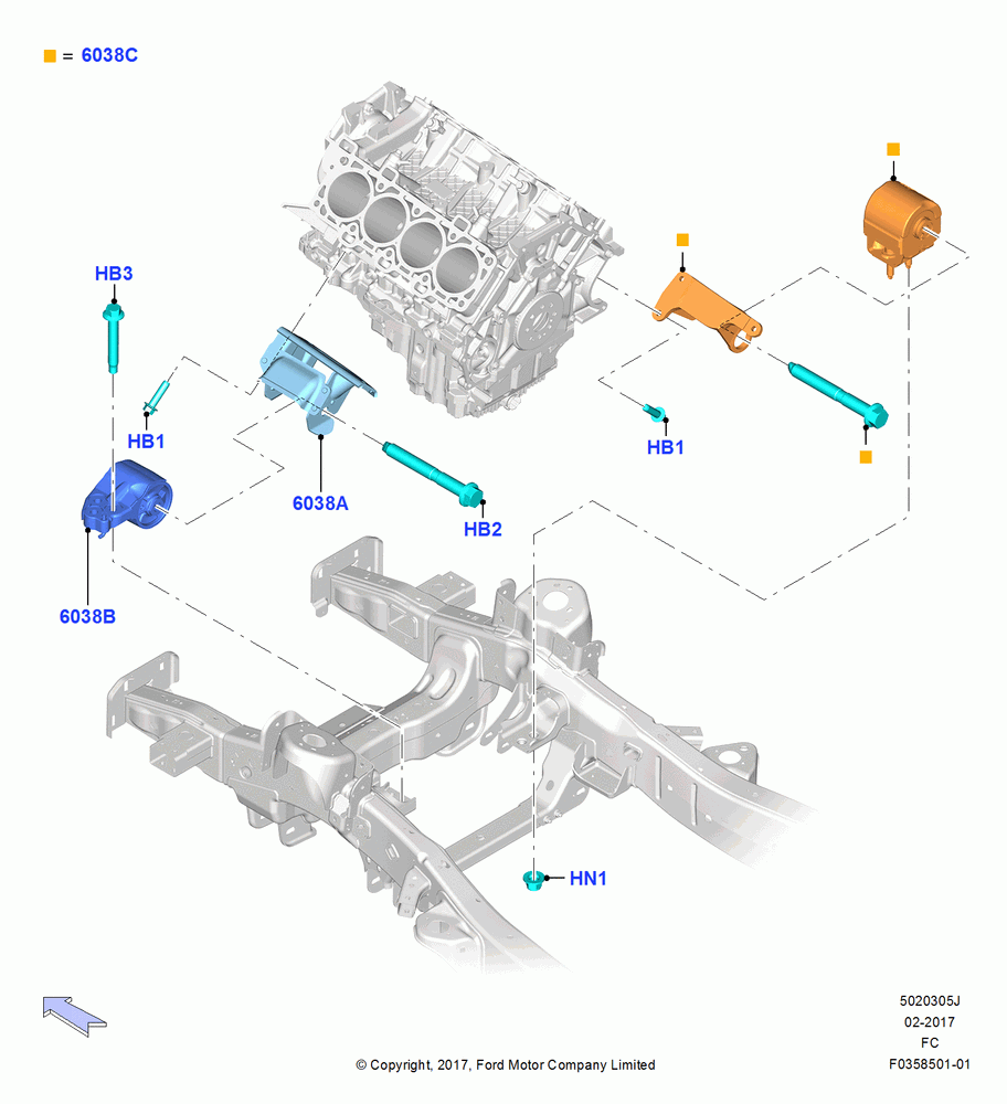 05J - Engine Mounting, 5.0L Coyote; 17/JUL/2017