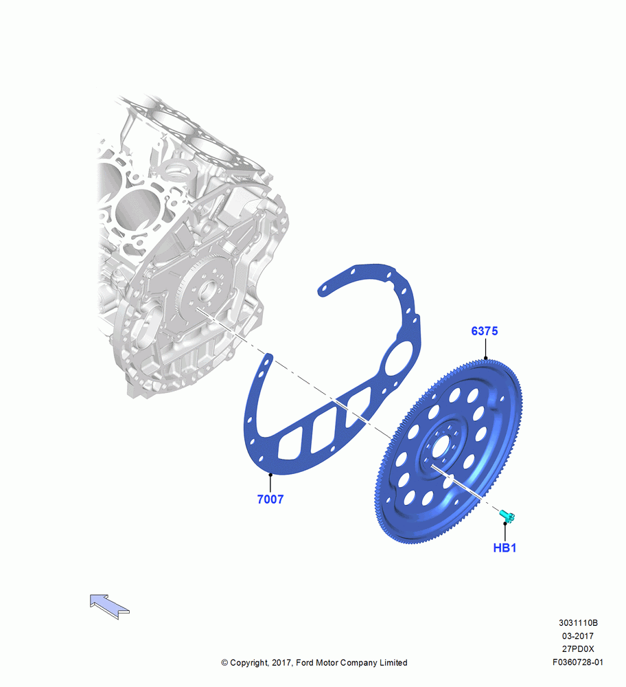 10B - Flywheel, 2.7L DOHC 4V DI GT V6 GAS/FFV; 17/JUL/2017