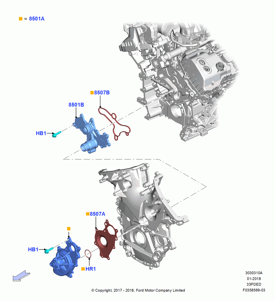 Water Pump, 3.3L Duratec
