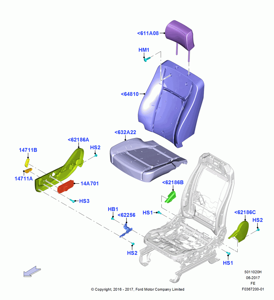 20H - Front Seat Pads/Valances & Heating, Less Temp Control Passenger Seat, With Pass 10 Way Power Seat Adjust; 11/JUL/2016