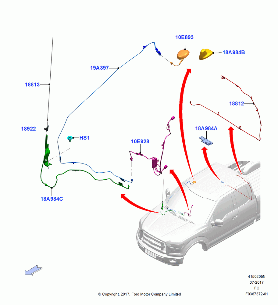 05N - Antenna, With Satellite Radio Reception, Sync III, Sync Gen 3 Lite; 17/JUL/2017