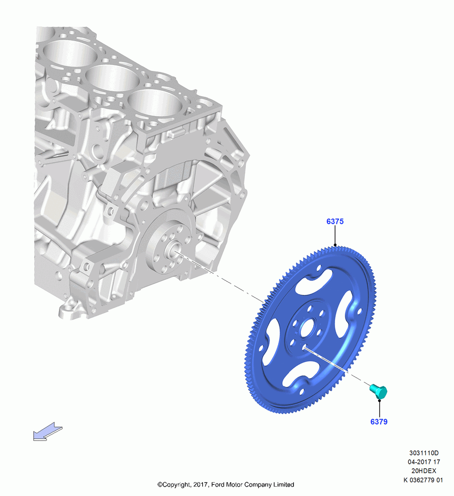 10D - Flywheel, 2.0L TIVCT DI NA I4, (+)"ASM/FNA/GU/MEX/MPS/SN/PR/VIR"; 11/SEP/2017
