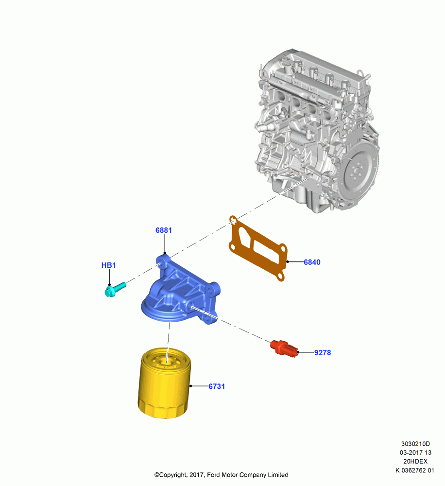 10D - Oil Cooler and Filter, 2.0L TIVCT DI NA I4, (+)"ASM/FNA/GU/MEX/MPS/SN/PR/VIR"; 11/SEP/2017