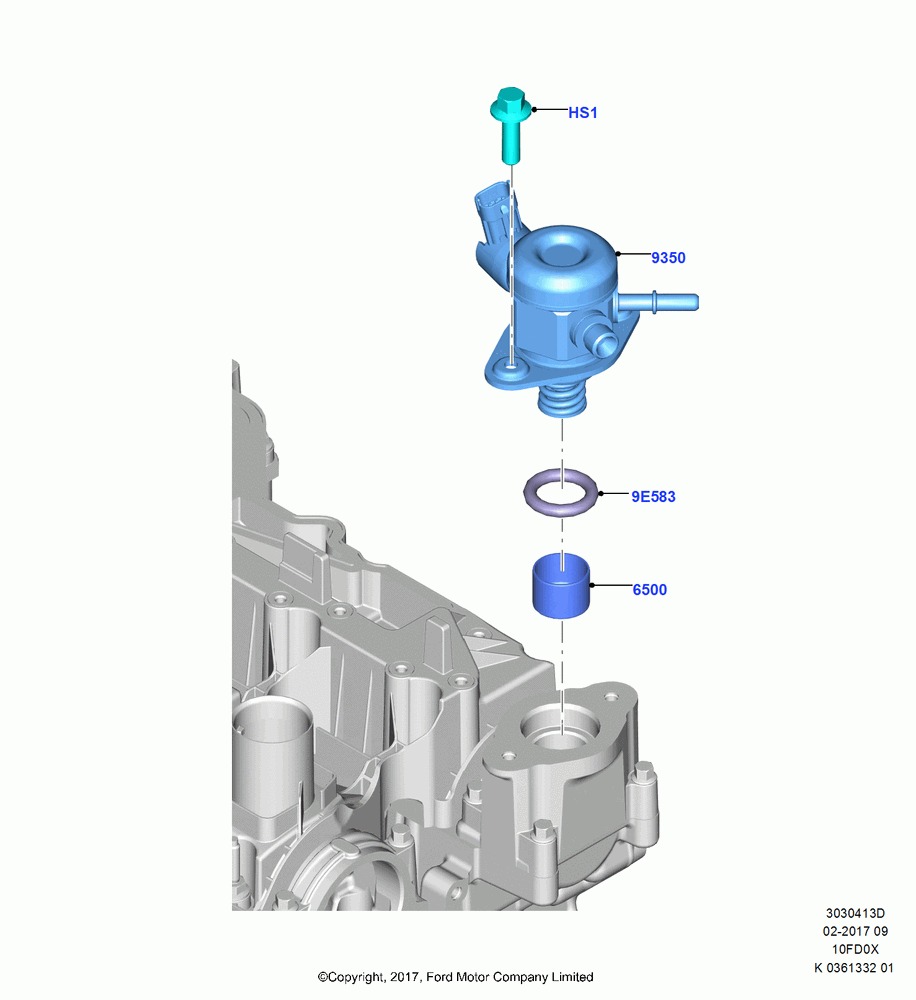 13D - Fuel Injection Pump-Engine Mounted, 1.0L EcoBoost 120PS/125PS/140PS, (+)"ASM/FNA/GU/MEX/MPS/SN/PR/VIR"; 11/SEP/2017