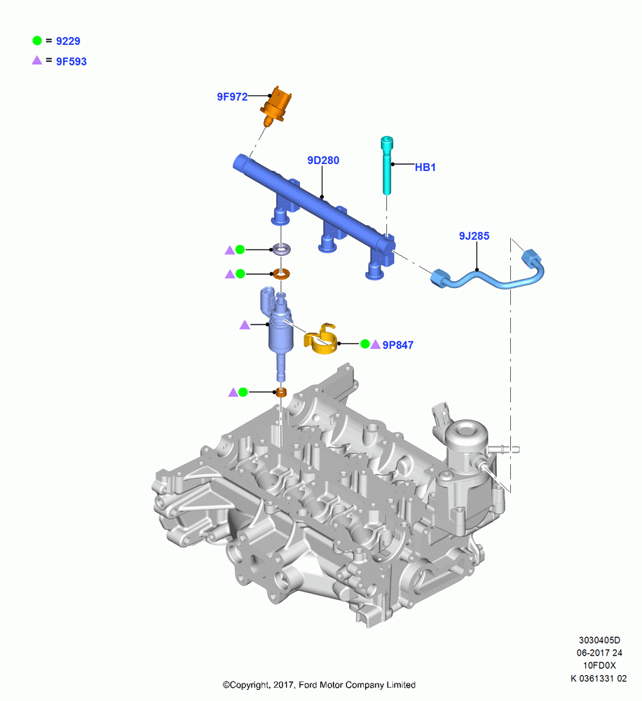 05D - Fuel Injectors and Pipes, 1.0L EcoBoost 120PS/125PS/140PS, (+)"ASM/FNA/GU/MEX/MPS/SN/PR/VIR"; 11/SEP/2017