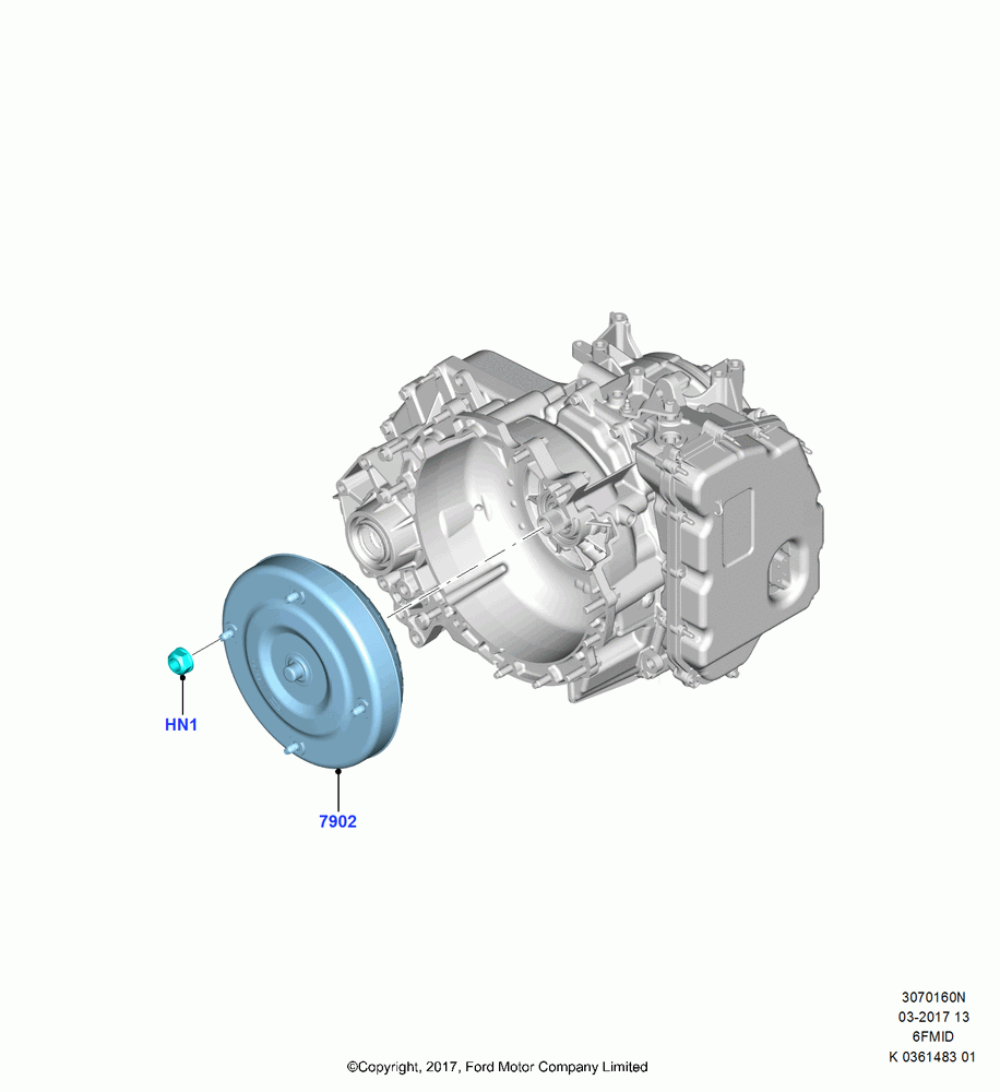 60N - Converter, 6 Speed Auto Trans 6F Mid-Range, 6 Speed Auto Trans 6F15, (+)"ASM/FNA/GU/MEX/MPS/SN/PR/VIR"; 11/SEP/2017