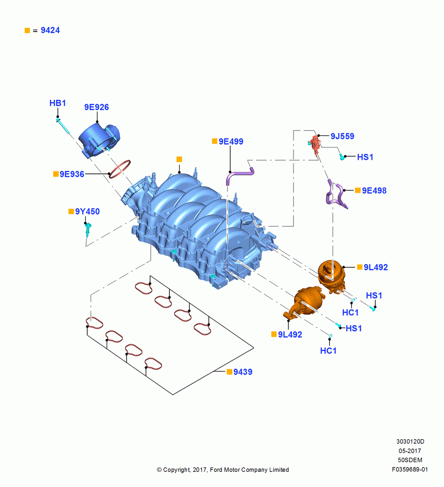 20D - Intake Manifold, 5.0L V8 32V DOHC EFI Modular, MOD 5.0L-4V DOHC SEFI NA; 02/OCT/2017