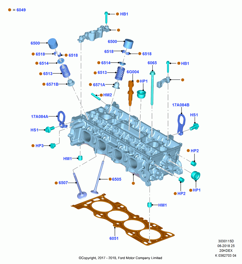 15D - Cylinder Head, 2.0L TIVCT DI NA I4, (+)"ASM/FNA/GU/MEX/MPS/SN/PR/VIR"; 11/SEP/2017