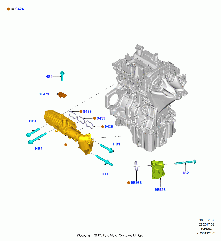 20D - Intake Manifold, 1.0L EcoBoost 120PS/125PS/140PS, (+)"ASM/FNA/GU/MEX/MPS/SN/PR/VIR"; 11/SEP/2017