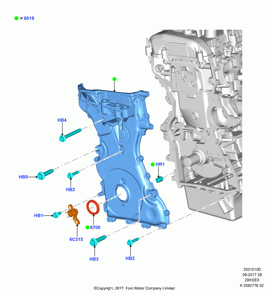 10D - Timing Gear Covers, 2.0L TIVCT DI NA I4, (+)"ASM/FNA/GU/MEX/MPS/SN/PR/VIR"; 11/SEP/2017