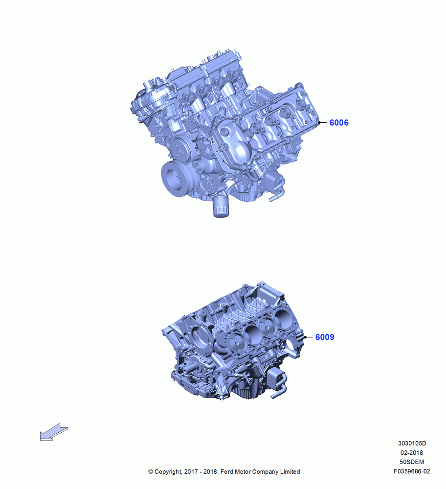 05D - Service Engine and Short Block, 5.0L V8 32V DOHC EFI Modular, MOD 5.0L-4V DOHC SEFI NA; 02/OCT/2017