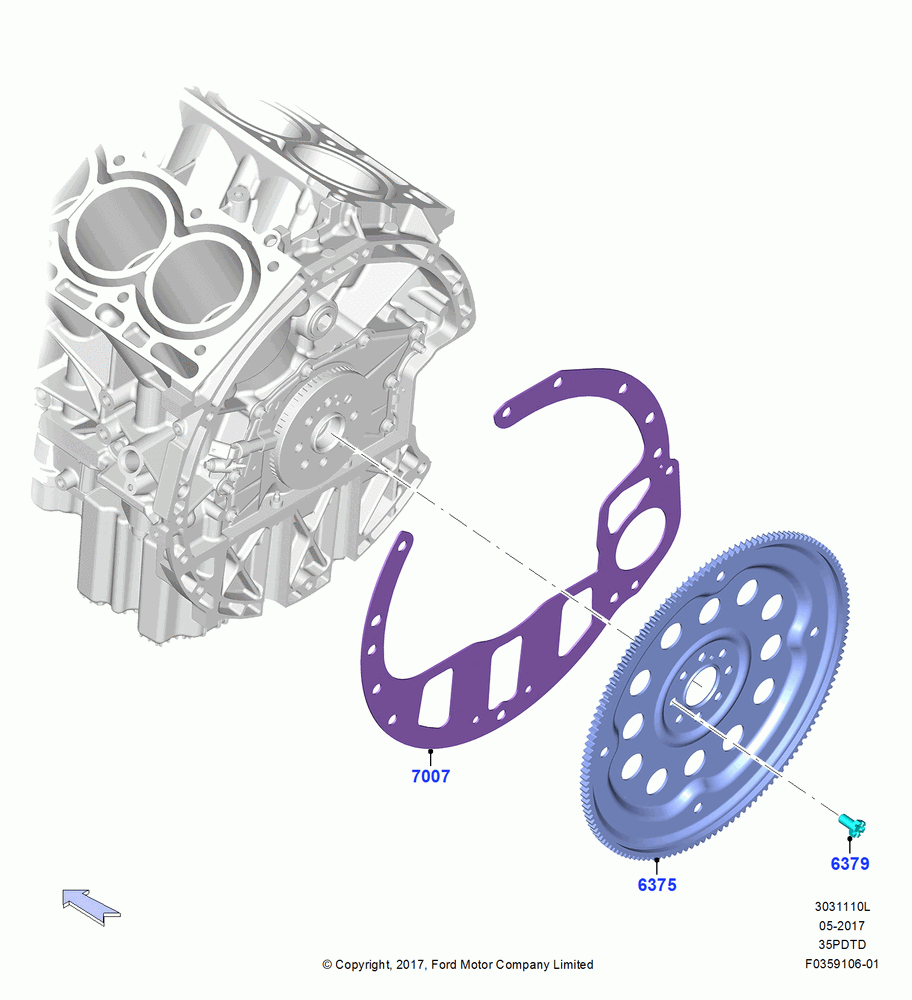 10L - Flywheel, 3.5L V6 GTDI; 25/SEP/2017