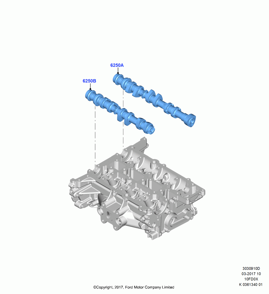 10D - Camshaft, 1.0L EcoBoost 120PS/125PS/140PS, (+)"ASM/FNA/GU/MEX/MPS/SN/PR/VIR"; 11/SEP/2017