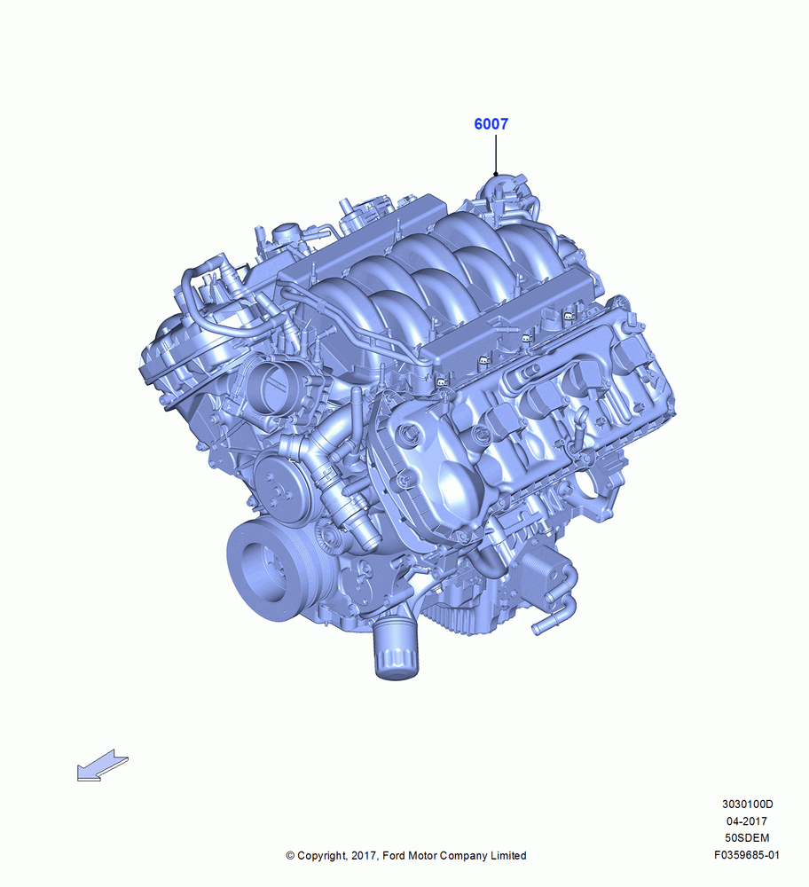 00D - Engine Assy Fully Dressed, 5.0L V8 32V DOHC EFI Modular, MOD 5.0L-4V DOHC SEFI NA; 02/OCT/2017