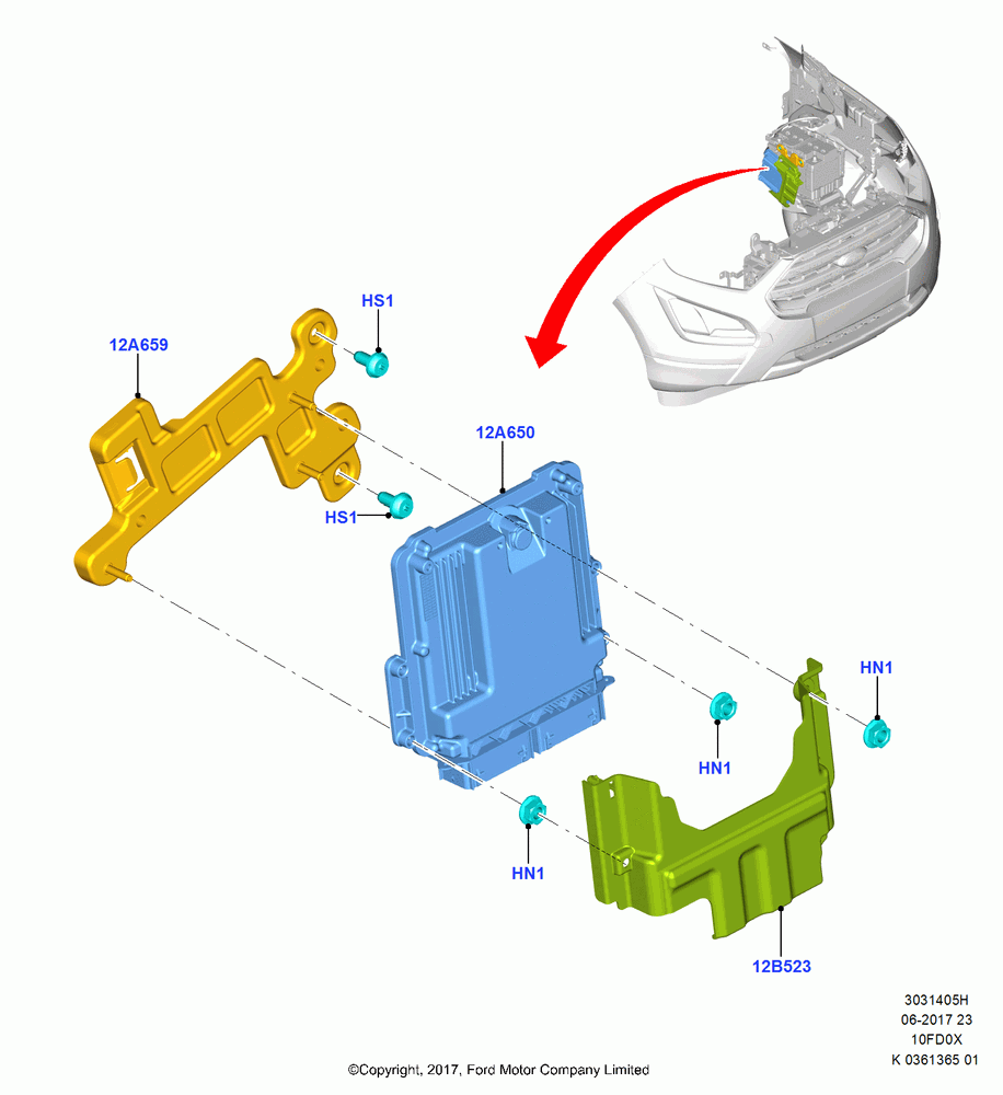 05H - Engine Modules and Sensors, 1.0L EcoBoost 120PS/125PS/140PS, (+)"ASM/FNA/GU/MEX/MPS/SN/PR/VIR"; 11/SEP/2017