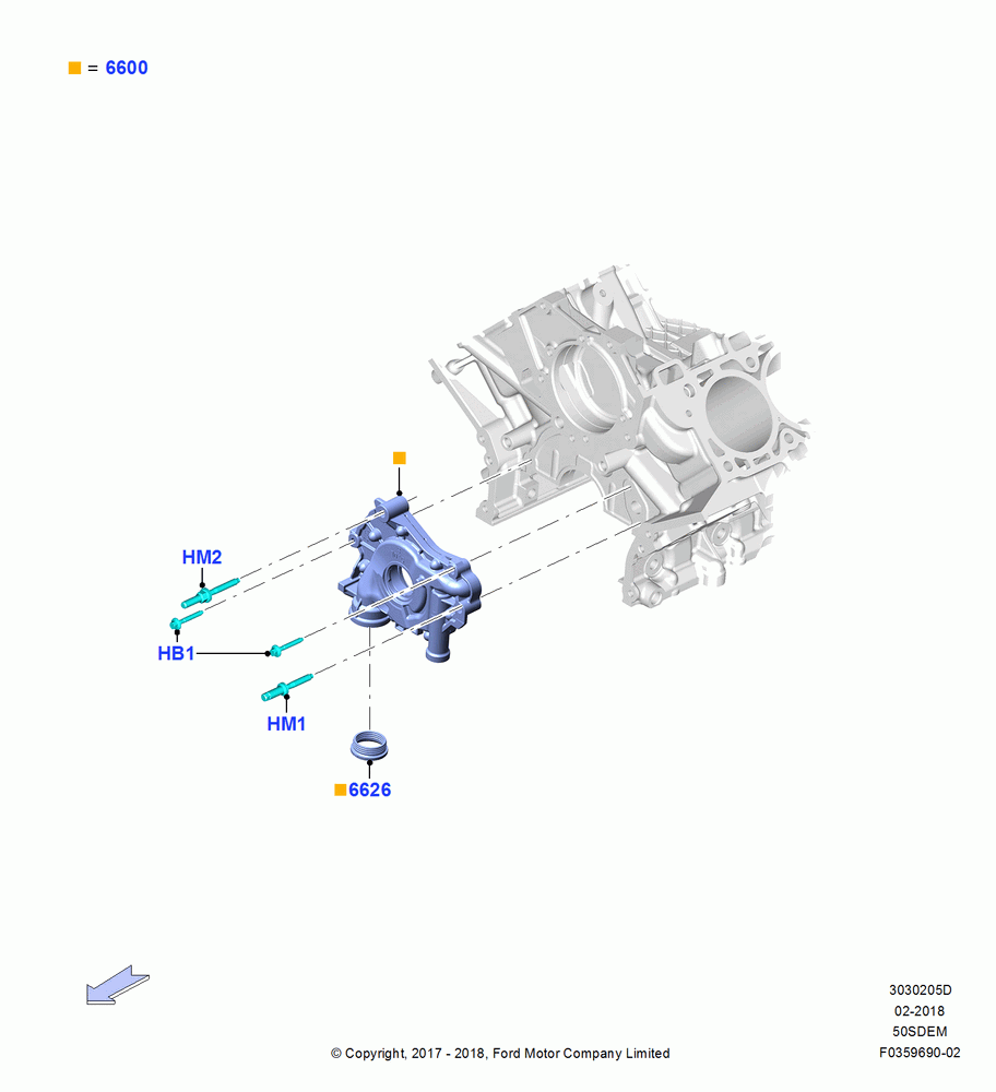 05D - Oil Pump, 5.0L V8 32V DOHC EFI Modular, MOD 5.0L-4V DOHC SEFI NA; 02/OCT/2017