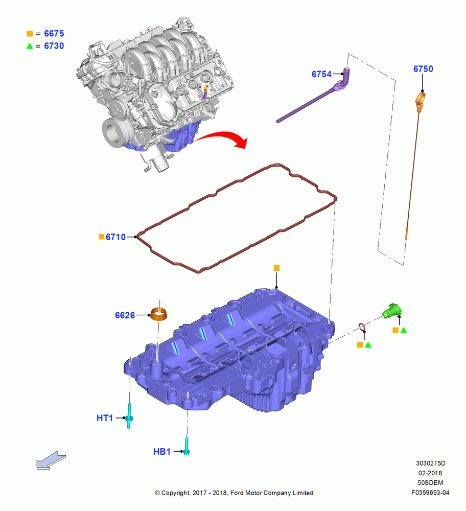 15D - Oil Pan/Oil Level Indicator, 5.0L V8 32V DOHC EFI Modular, MOD 5.0L-4V DOHC SEFI NA; 02/OCT/2017