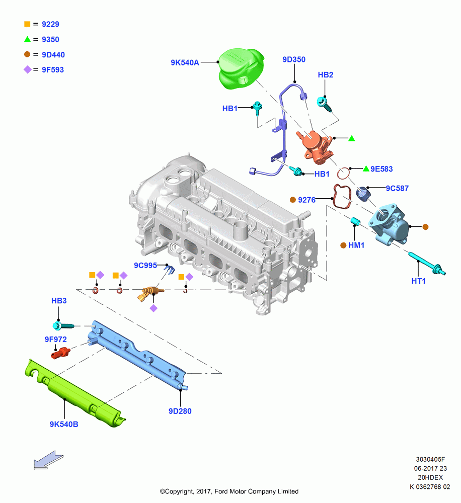 05F - Fuel Injectors and Pipes, 2.0L TIVCT DI NA I4, (+)"ASM/FNA/GU/MEX/MPS/SN/PR/VIR"; 11/SEP/2017