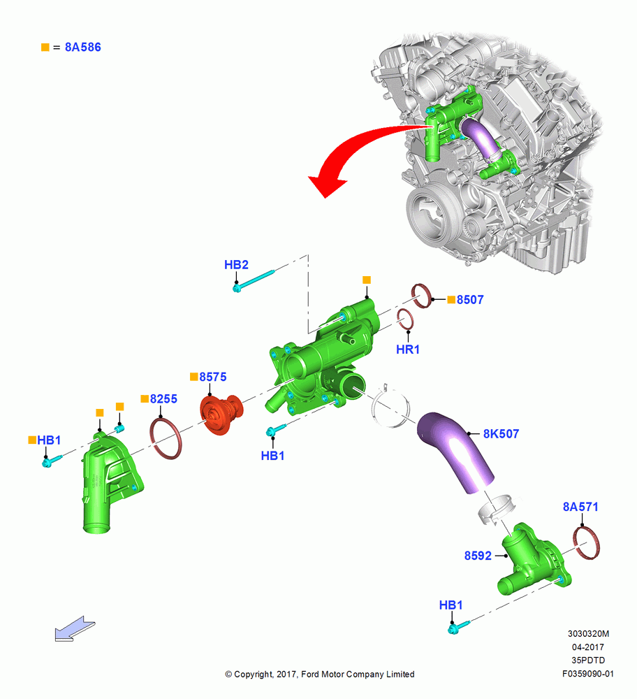 20M - Thermostat/Housing & Related Parts, 3.5L V6 GTDI; 25/SEP/2017