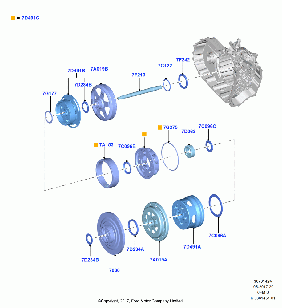 42M - Planetary Gear Sets, 6 Speed Auto Trans 6F Mid-Range, 6 Speed Auto Trans 6F15, (+)"ASM/FNA/GU/MEX/MPS/SN/PR/VIR"; 11/SEP/2017