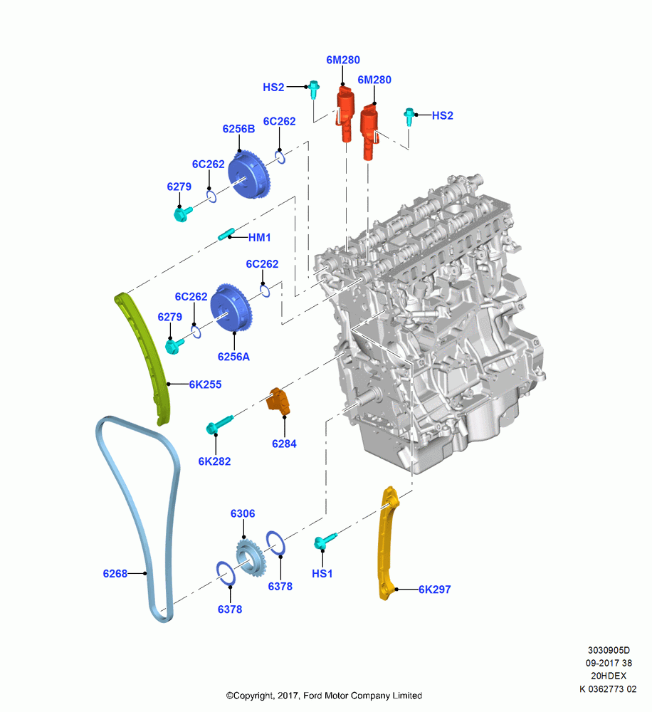 05D - Timing Gear, 2.0L TIVCT DI NA I4, (+)"ASM/FNA/GU/MEX/MPS/SN/PR/VIR"; 11/SEP/2017