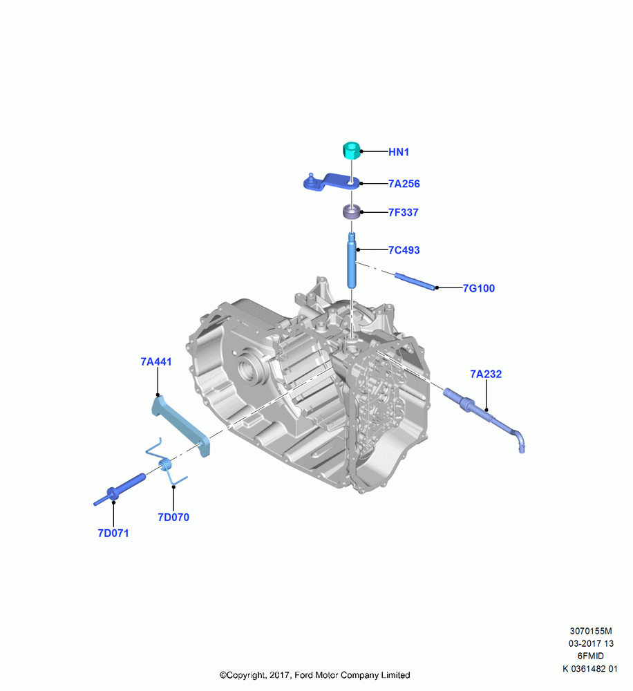 55M - Transmission Control Mechanisms, 6 Speed Auto Trans 6F Mid-Range, 6 Speed Auto Trans 6F15, (+)"ASM/FNA/GU/MEX/MPS/SN/PR/VIR"; 11/SEP/2017