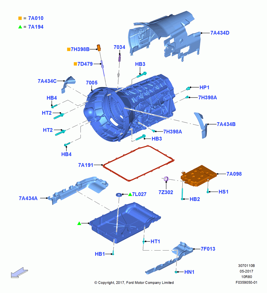 10B - Transmission External Components, 10 Speed Auto Transmission (10R80); 25/SEP/2017