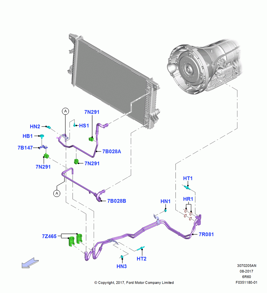 05AN - Transmission Cooling Systems, 3.5L V6 GTDI, 6 Speed Automatic Trans (6R80); 02/FEB/2015-30/JUN/2017