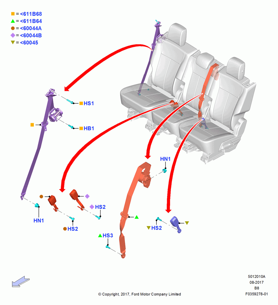 10A - Rear Seat Belts, With Standard Rear Seat Belts; 25/SEP/2017