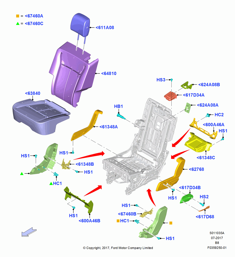 35A - Rear Seat Pads/Valances & Heating, SECOND ROW 40-20-40 SEATS, 40% Seat; 25/SEP/2017