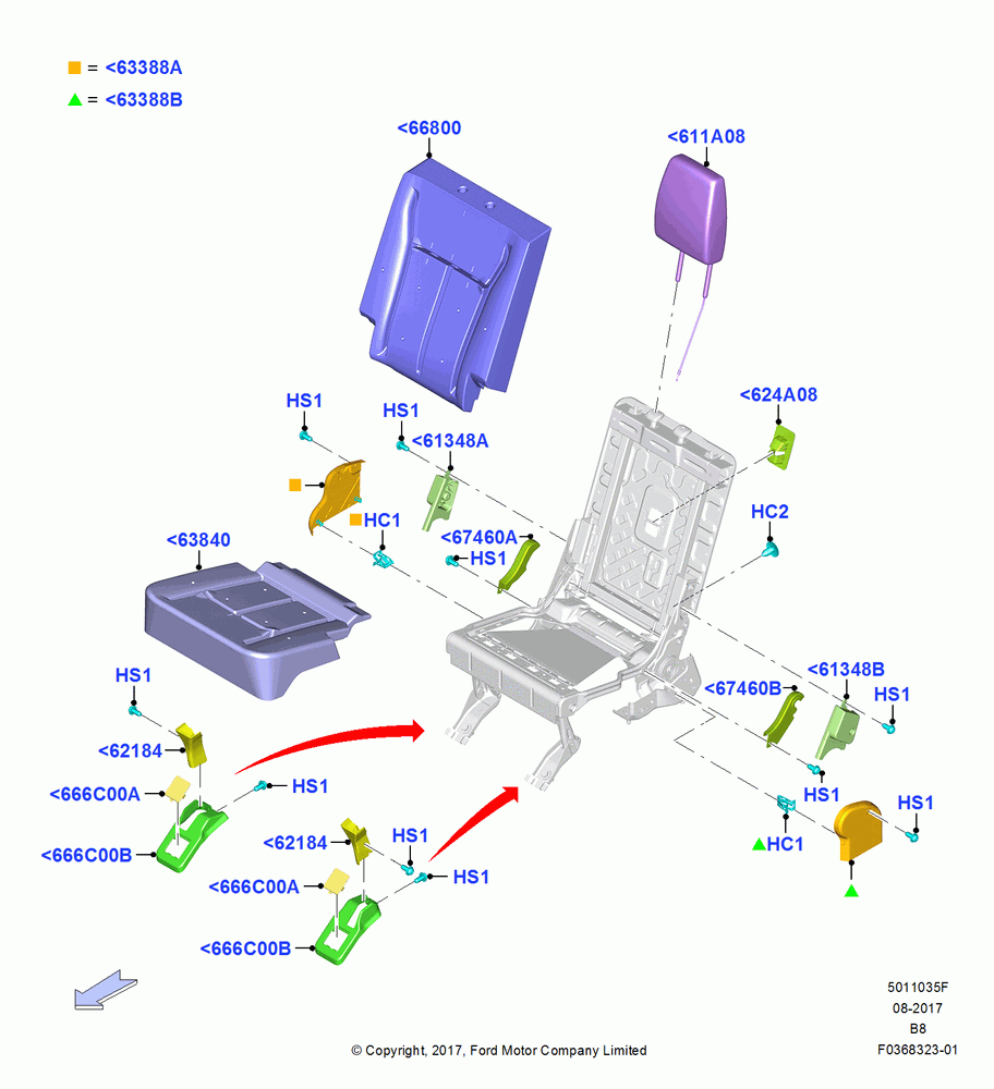 35F - Rear Seat Pads/Valances & Heating, With Third Row Power Folding Seat, 40% Seat; 25/SEP/2017