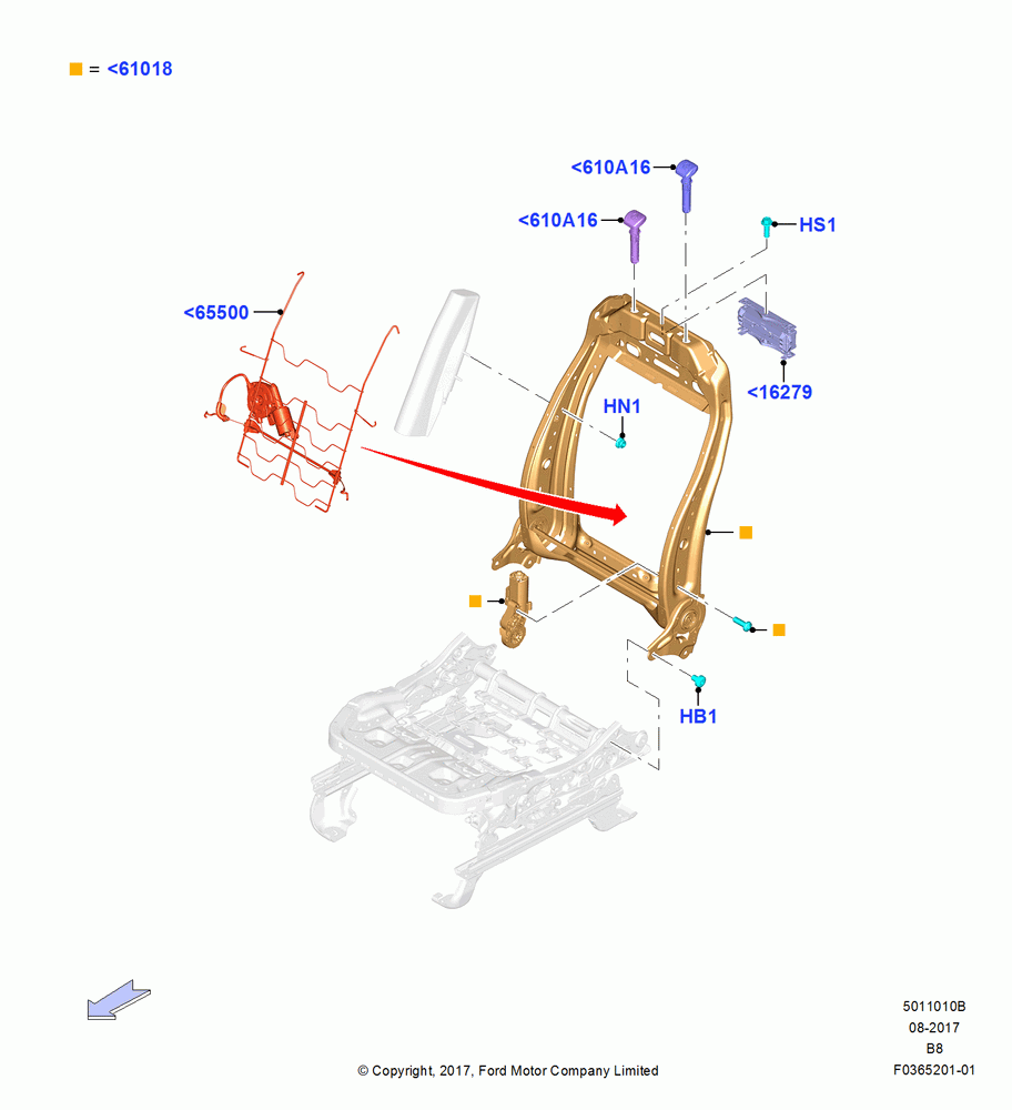 10B - Front Seat Back, With Pass 10 Way Power Seat Adjust; 25/SEP/2017