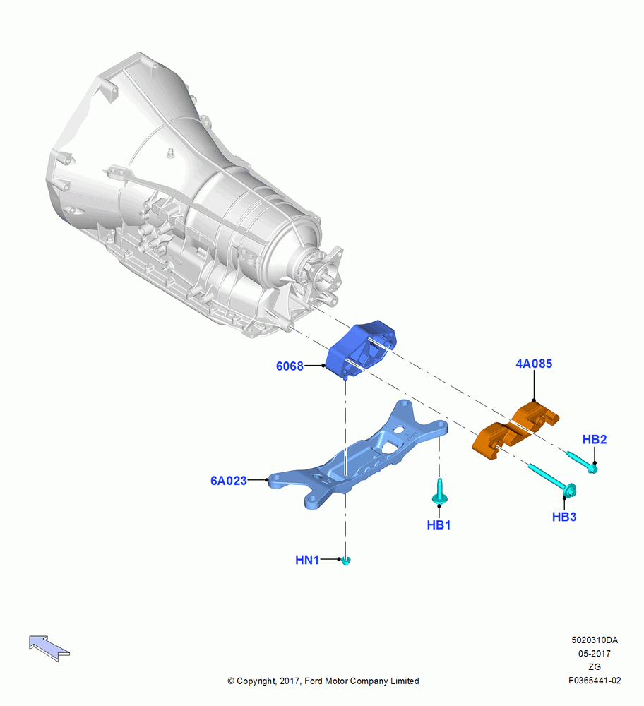 10DA - Transmission Mounting, MOD 5.0L-4V DOHC SEFI NA; 02/OCT/2017