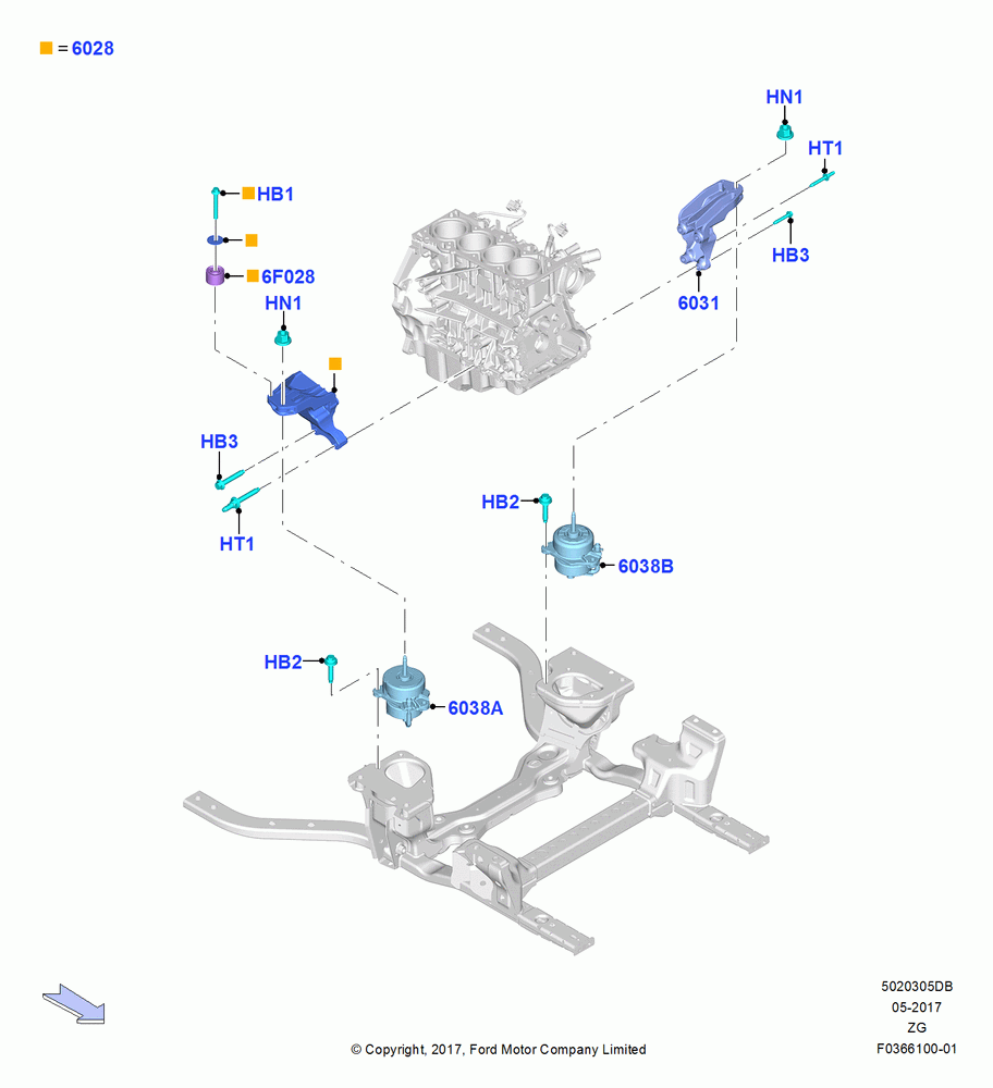 05DB - Engine Mounting, 2.3L EcoBoost, Engine Mounts; 02/OCT/2017