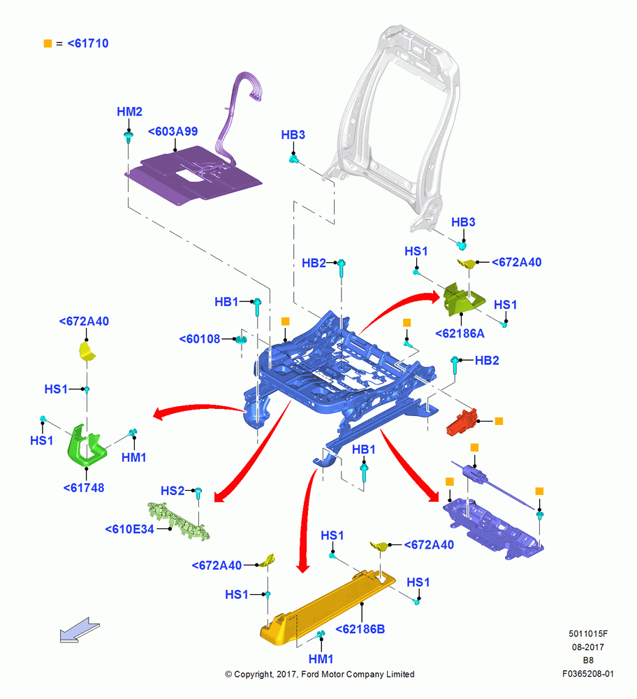 15F - Front Seat Base, With Driver 10 Way Pwr Seat Adjust, Driver/Pass Multi - Contour Seats; 25/SEP/2017