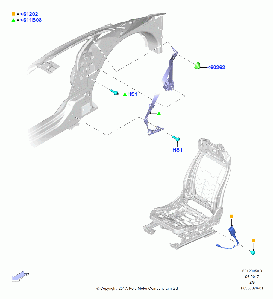 05AC - Front Seat Belts, Coupe; 02/OCT/2017