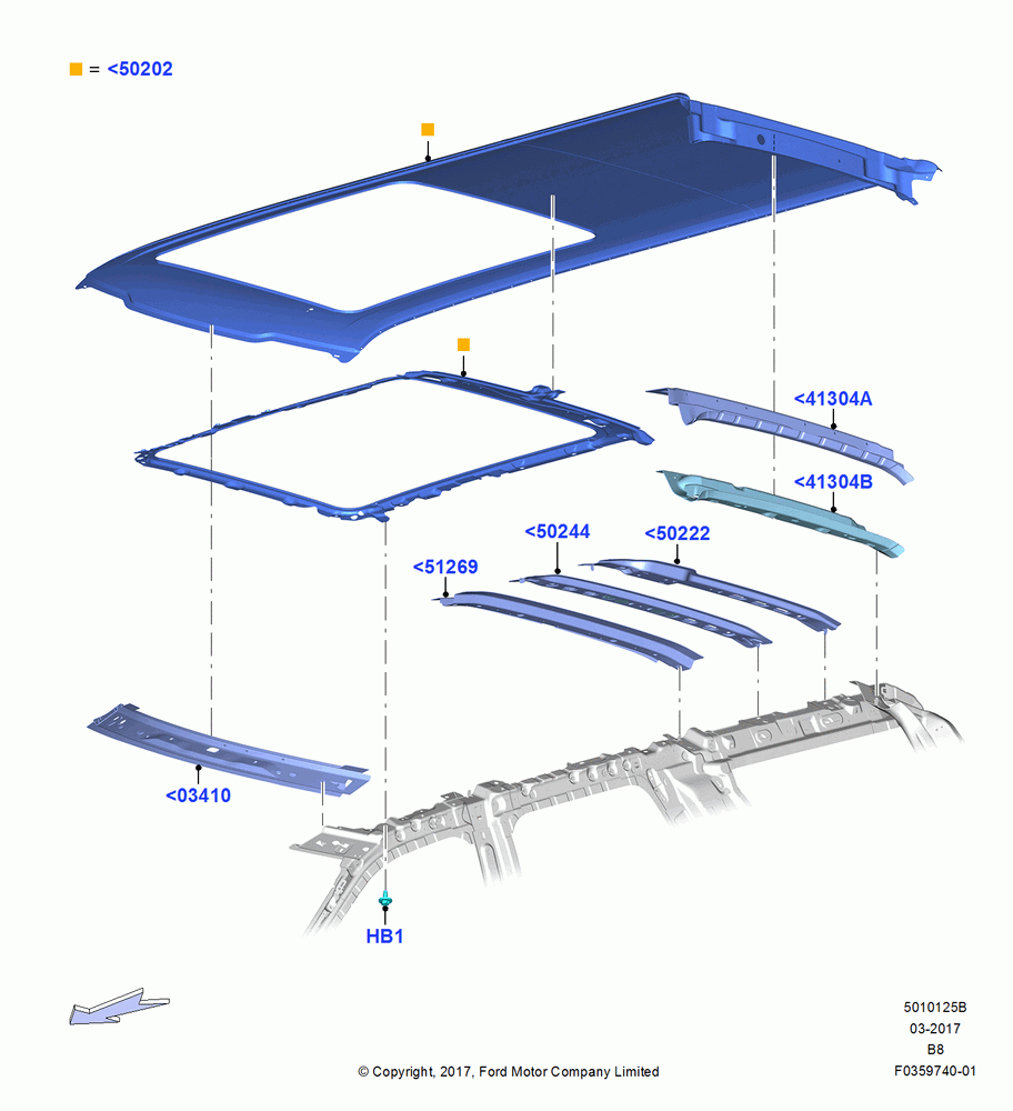25B - Roof - Sheet Metal, VISTA FRT PWR TILT/SLD/FIXD RR; 25/SEP/2017